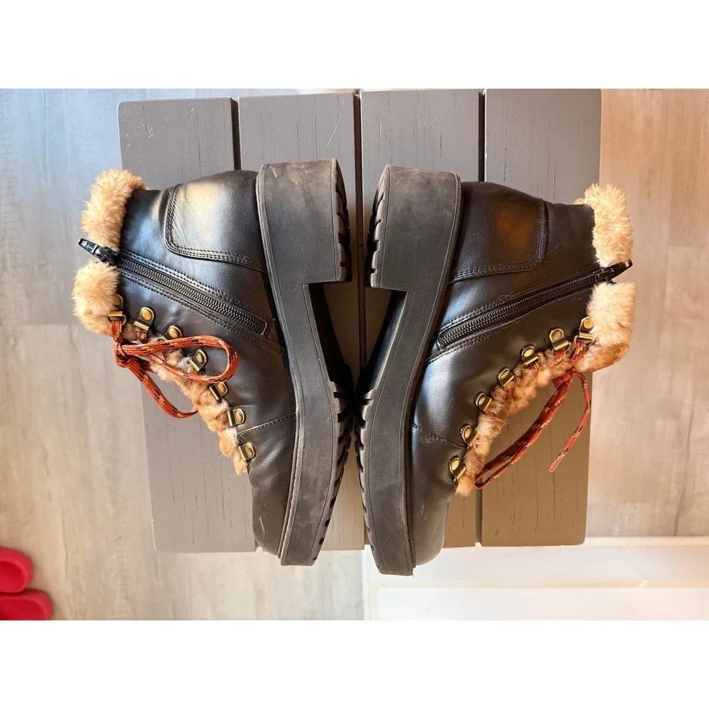American eagle black faux fur‎ boots women's 8